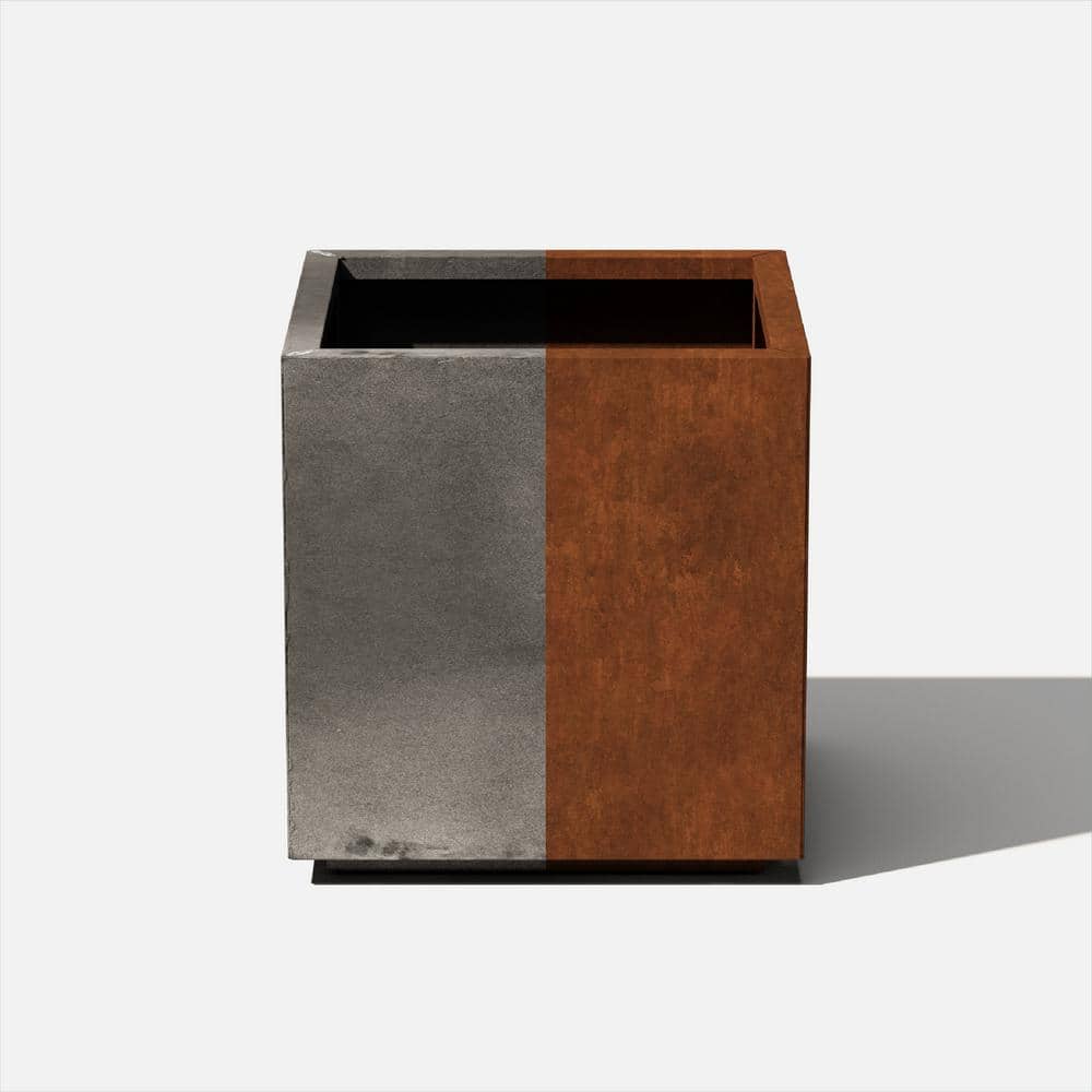 Rustic Corten Steel 22" Cube Planter Box