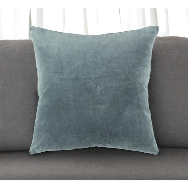 HomeRoots Teal Solid Polyester 22 in. x 22 in. Throw Pillow