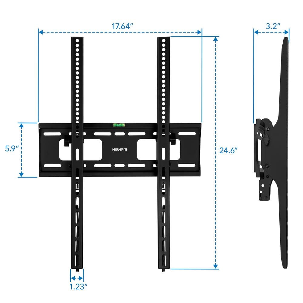 Black Steel Low Profile Vertical TV Wall Mount for 37" to 75" Screens