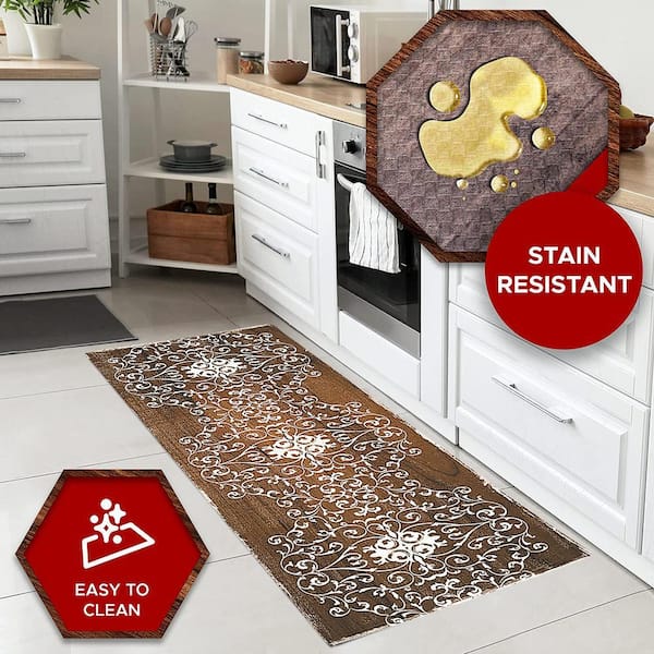 Scroll 19.6 in. x 55 in. Anti-Fatigue Kitchen Runner Rug Mat