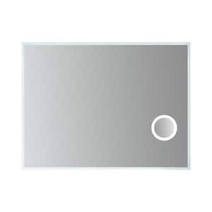 Moderna 48 in. W x 36 in. H Frameless Rectangular LED Bathroom Vanity Mirror with 3x Magnification, Dimmer and Defogger