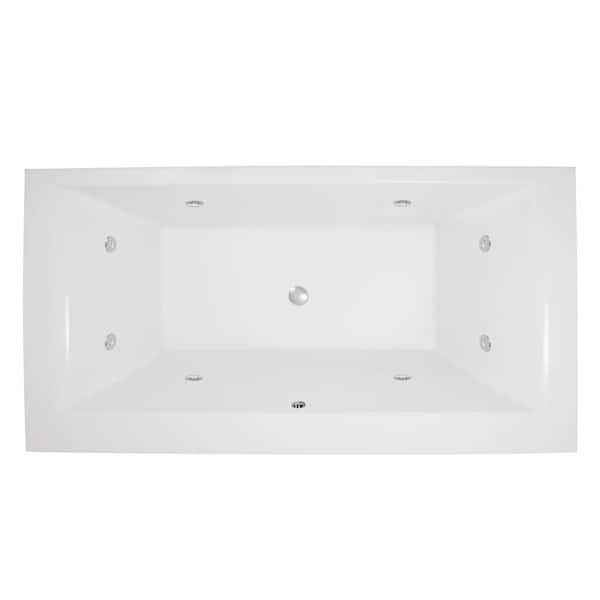 Hydro Systems Stella 70 in. x 36 in. Rectangular Drop-In Air Bathtub with Center Drain in White