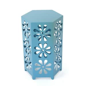 Giselle Matte Blue Floral Side Table