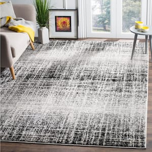 Adirondack Ivory/Black 6 ft. x 9 ft. Solid Area Rug