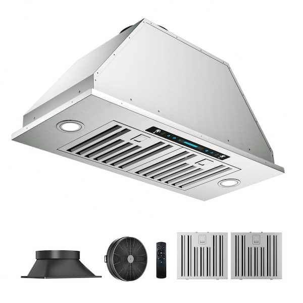 30 in. 900 CFM Convertible Ducted to Ductless Insert Range Hood in Stainless Steel with LED Light and Carbon Filter