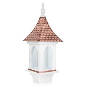 Villa Large White Bird Feeder with Pure Copper Roof, 4 lbs. Seed Capacity