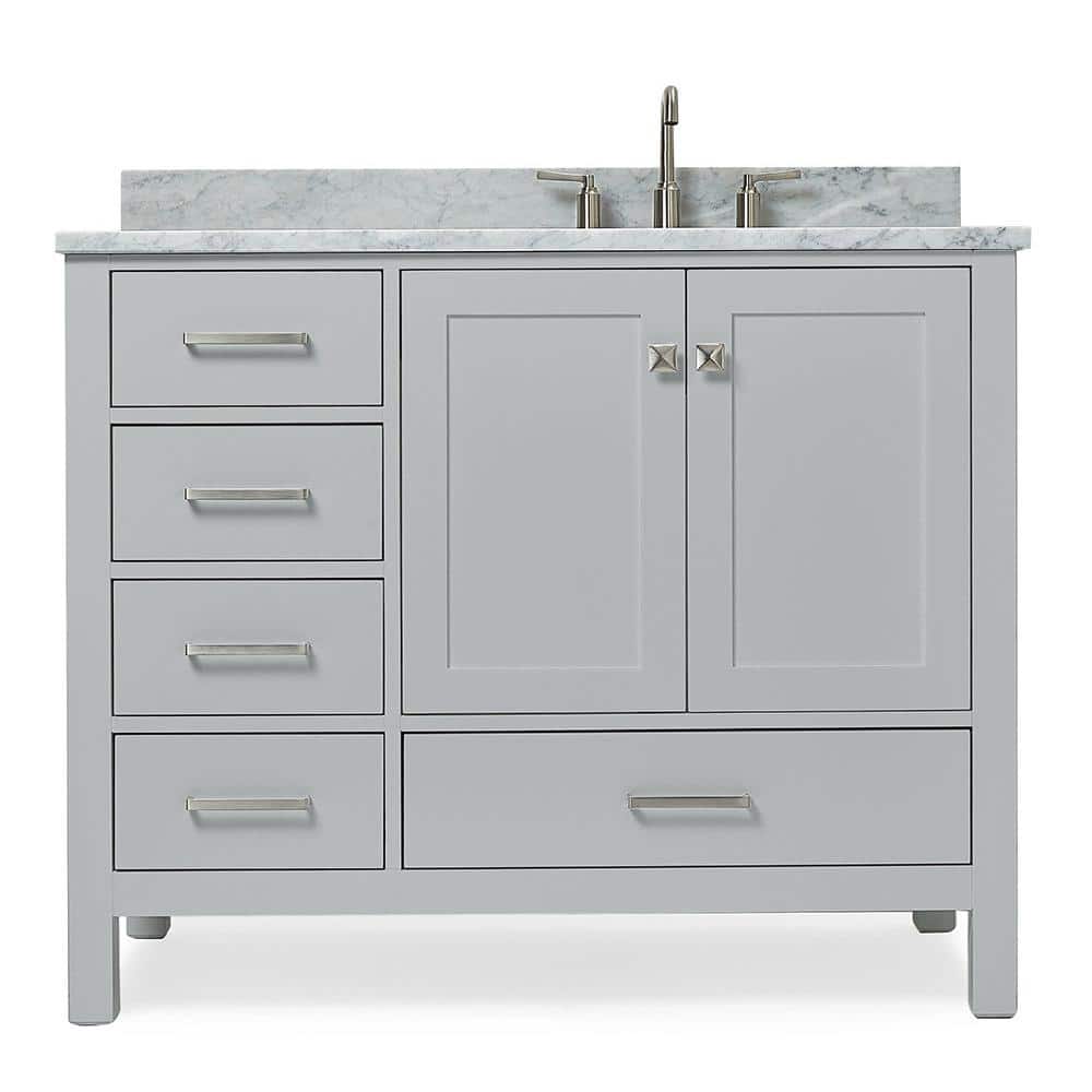 Cambridge 43" Gray Freestanding Vanity with White Marble Top