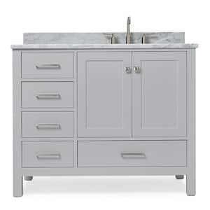 Cambridge 43 in. W x 22 in. D x 35.25 in. H Bath Vanity in Grey with Marble Vanity Top in White with Basin