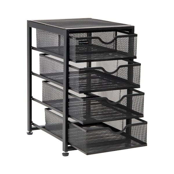 Unbranded 10.25 in. L x 12.375 in. W x 16 in. H 4-Tier Metal File Desktop Storage Drawers in Black