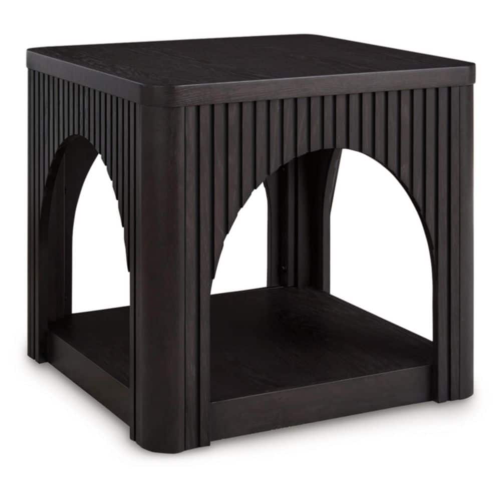 Noir Oak Latticework Modern Accent Table