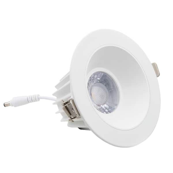 Maxxima 4 in. Slim Round Recessed Anti-Glare LED Downlight, White Trim,  Canless IC Rated, 1200 Lumens, 5 CCT 2700K-5000K MRL-S41503 - The Home Depot