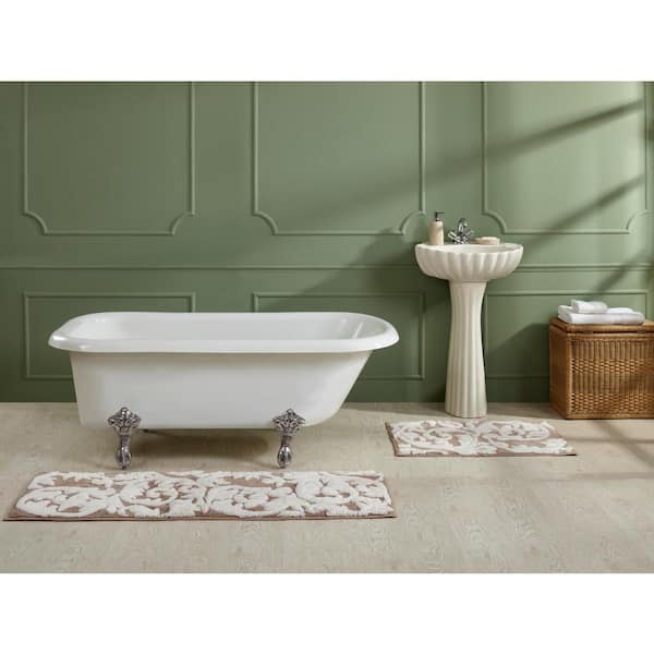 Better Trends Memory Foam Collection Beige 100% Cotton Medallion Pattern 18" x 54" Rectangle Bath Rug