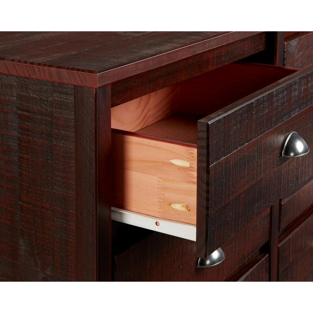 Farmhouse Walnut Double Dresser with Felt-Lined Drawers