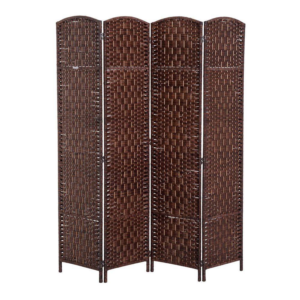 maocao hoom 70in.Wood Tall Wicker Weave 4 Panel Room Divider Privacy ...