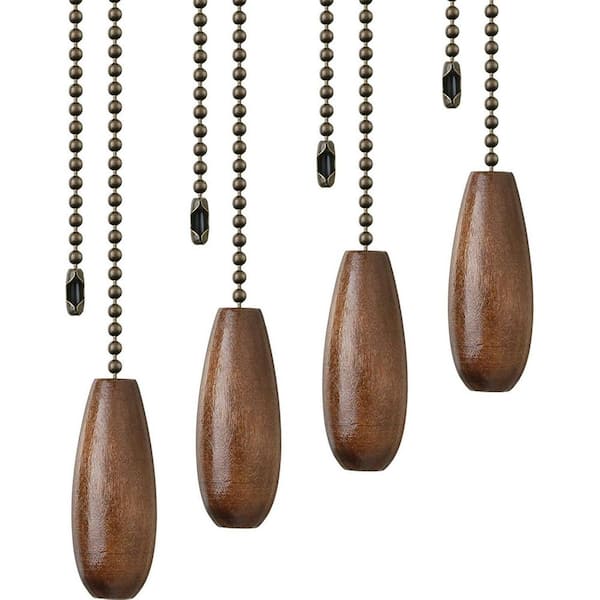4 Pieces 13.8 in. Walnut Color Ceiling Fan Pull Chains with Connector 4-Pack