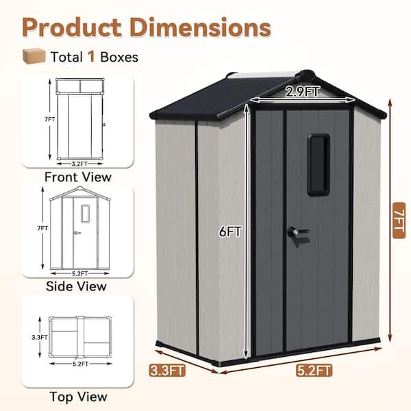 PremDwell 5 ft. W x 3 ft. D Plastic Resin Outdoor Storage Shed