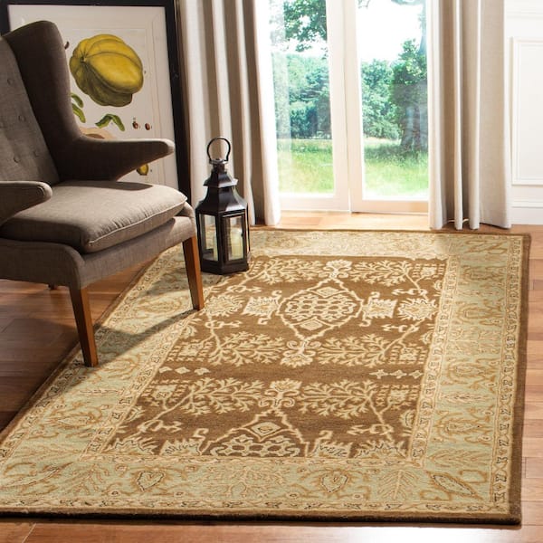 Bergama 10 ft. x 14 ft. Brown/Green Ornate Medallion Area Rug