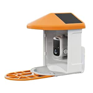 Orange Finish ABS and Crystal Bird Feeder with Wireless Outdoor Camera Solar Powered, AI Identify Bird Species