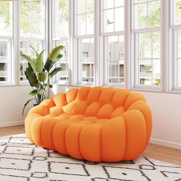 Magic Home 49.2 in. Roche Bubble Armless 3D Knitted Fabric Curved