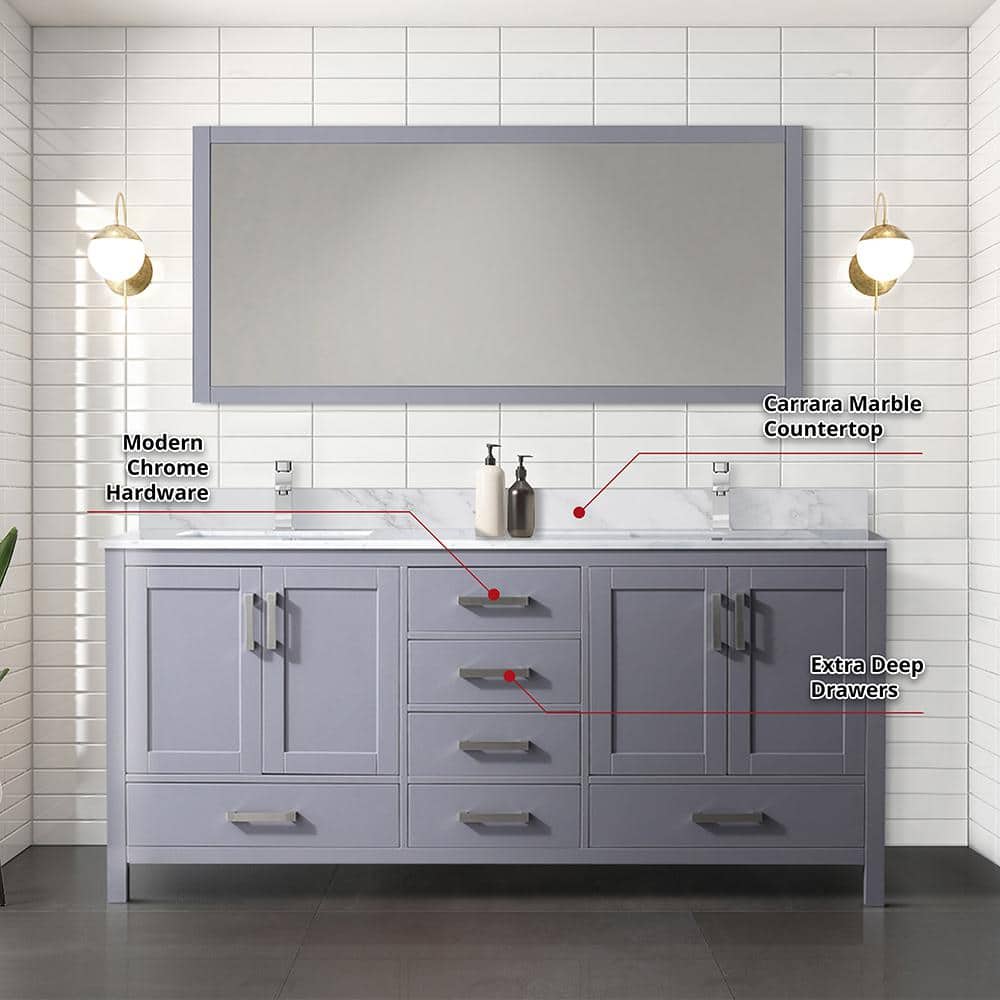 Jacques 72" Dark Grey Solid Wood Freestanding Vanity Cabinet
