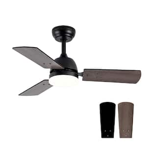 Lemar 36 in. Integrated LED Indoor Black Ceiling Fans with Light and Remote Control Included