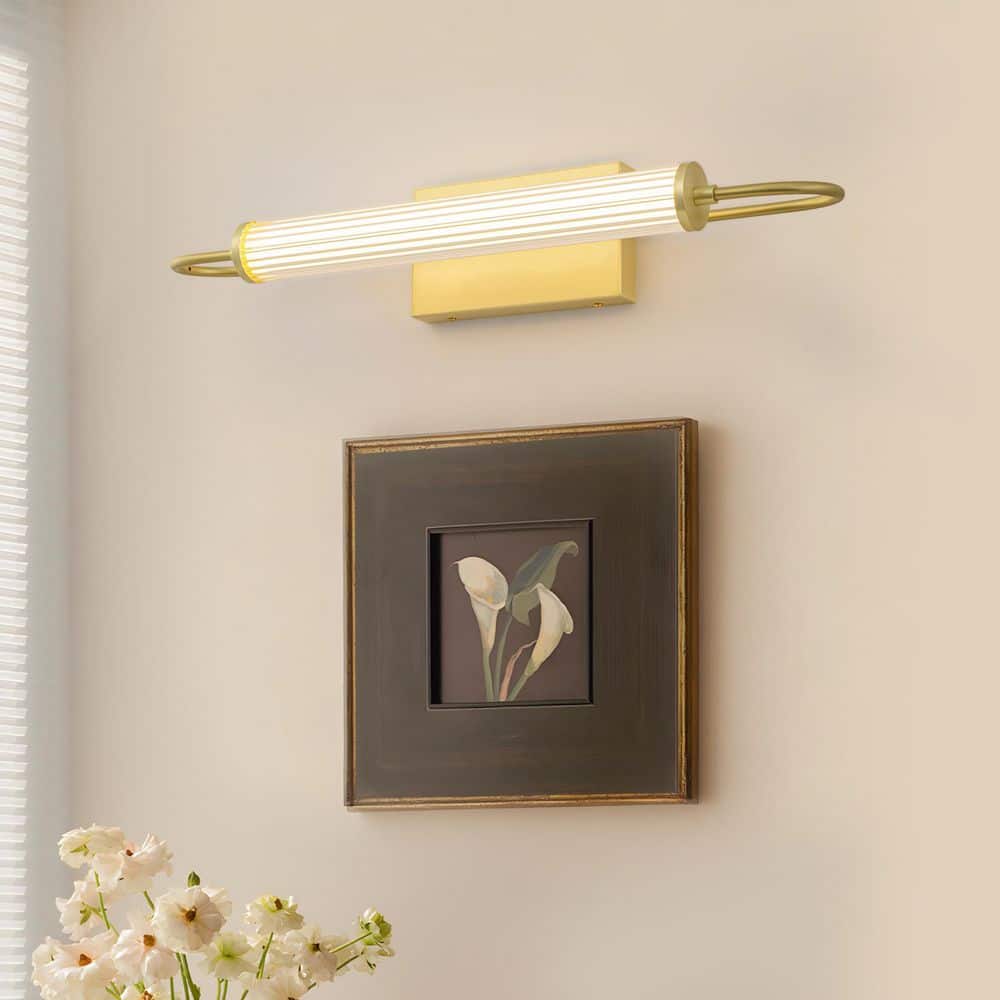 24 in. Modern Gold LED Wall Sconce with Cylinder Shaped Acrylic Shade for Bathroom, Bedroom price history on PriceWatchPro