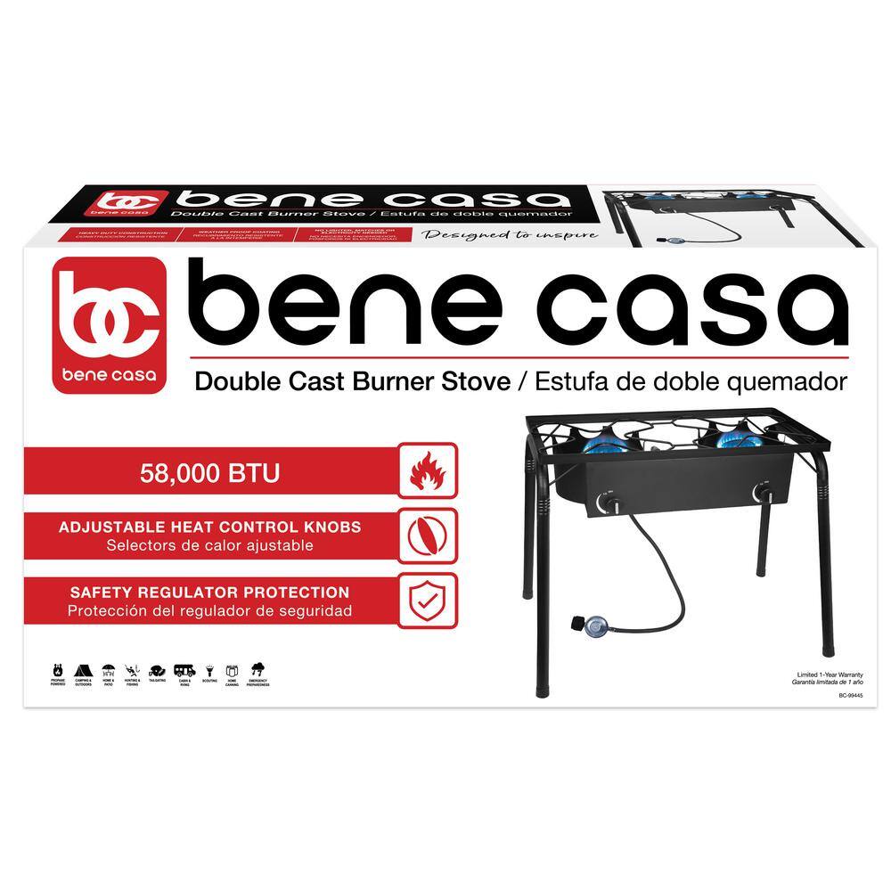 Heavy-Duty Black Cast Iron Double Gas Burner
