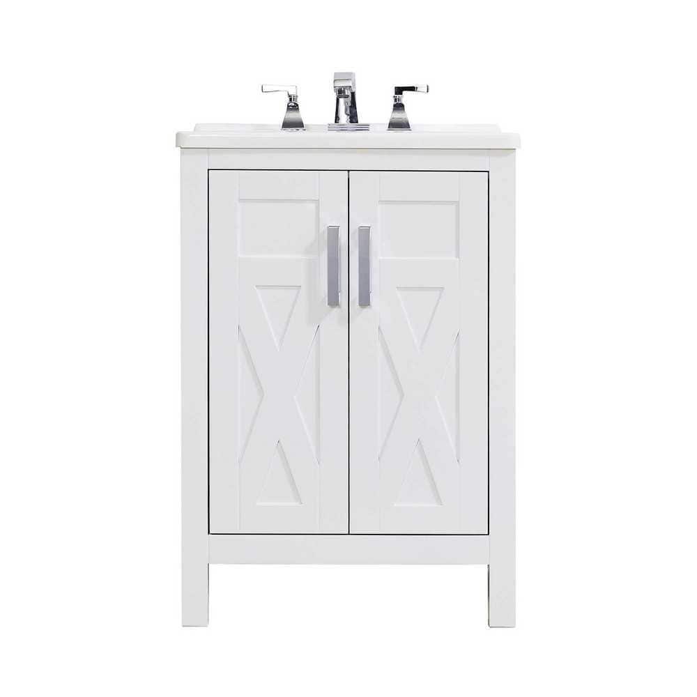 Hathaway 24 in. x 34 in. White Engineered Wood Laundry Sink
