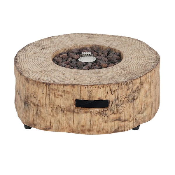 28in. Patio MGO Propane Fire Pit, 30,000BTU, Wood Pattern Brown