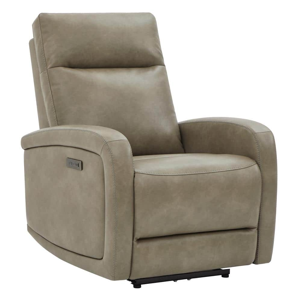 Spruce & Spring Edison Grey Leather Power Recliner with Adjustable ...