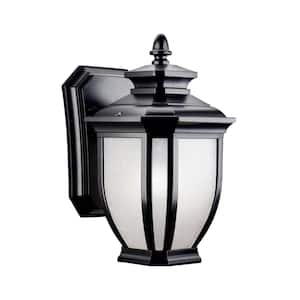 Salisbury 1-Light Black Outdoor Hardwired Wall Lantern Sconce with No Bulbs Included (1-Pack)