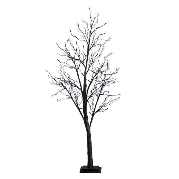 Nearly Natural 5 ft. Pre-Lit Deluxe Black Twig Artificial Tree with 102 ...