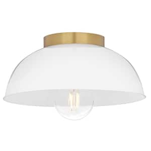 Stu 11.0 in. 1 Light Lacquered Brass Flush Mount