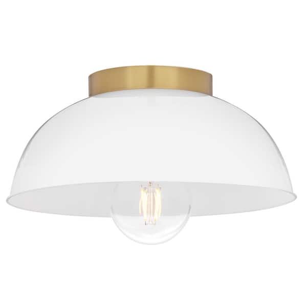 LARK Stu 11.0 in. 1 Light Lacquered Brass Flush Mount
