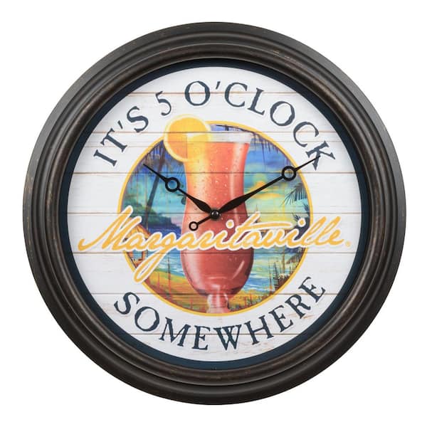 La Crosse Clock 15.75 In. It's 5 O'Clock Somewhere Margaritaville