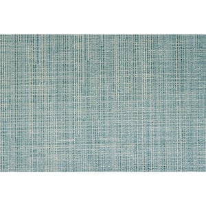 Modish Outlines - Teal - Green 13.2 ft. 32.44 oz. Wool Loop Installed Carpet