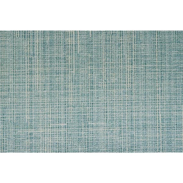 Natural Harmony Modish Outlines - Teal - Green 13.2 ft. 32.44 oz. Wool Loop Installed Carpet