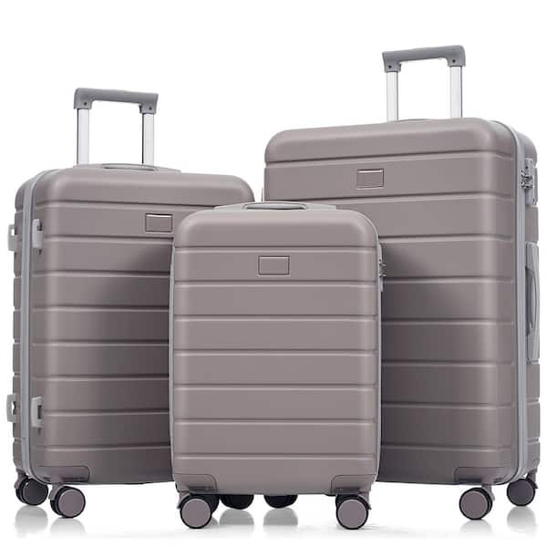3-Piece Light Brown ABS Travel and TSA Lock Suitcase Luggage Set