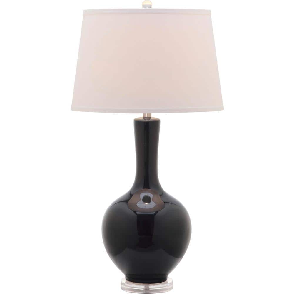 Blanche Navy Ceramic Table Lamp Set with White Cotton Shade
