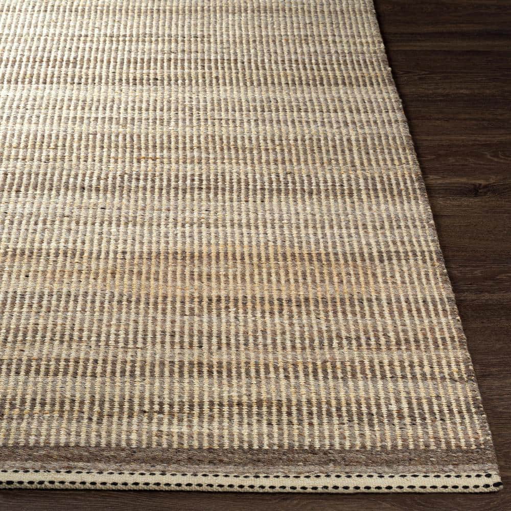 Gray Flat Woven Wool Rectangular 5' x 7' Rug