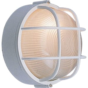 White Hardwired Outdoor Bulkhead Convertible Wall Lantern Sconce/Ceiling Surface Mount