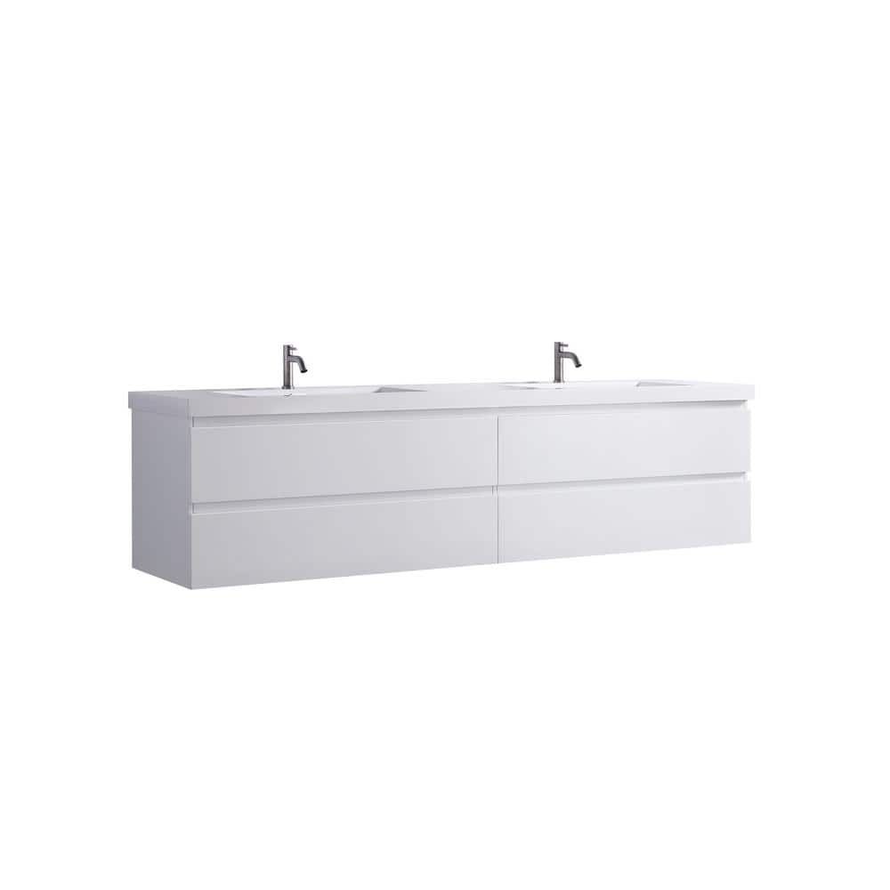 VSA 84 in. W x 19.75 in. D x 21.75 in. H Freestanding Bath Vanity with Whit