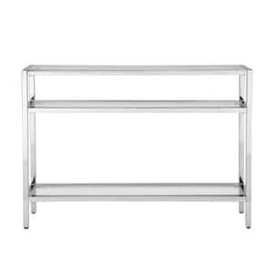 Chrysalis 42 in. L Chrome 30.125 in. H Rectangle Glass Top Console with Shelves