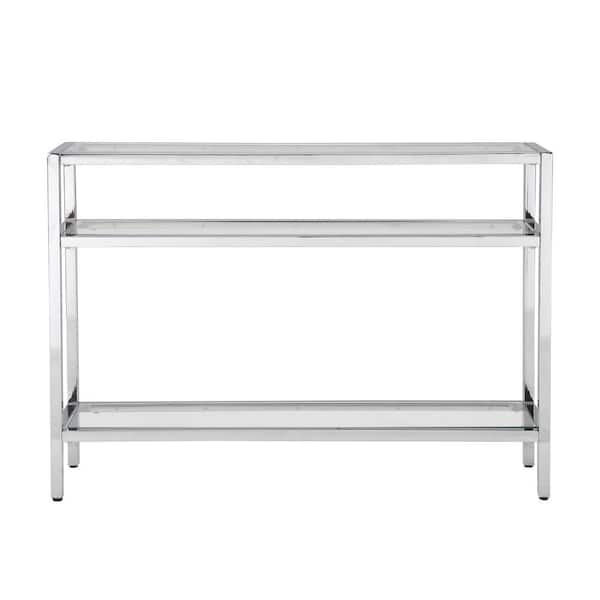 Carolina Chair and Table Chrysalis 42 in. L Chrome 30.125 in. H Rectangle Glass Top Console with Shelves