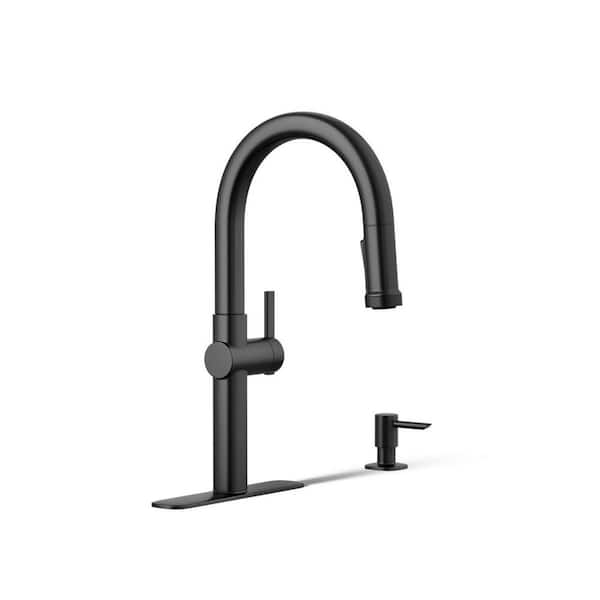 KOHLER Rune Single-Handle Pull-Down Sprayer Kitchen Faucet in Matte Black