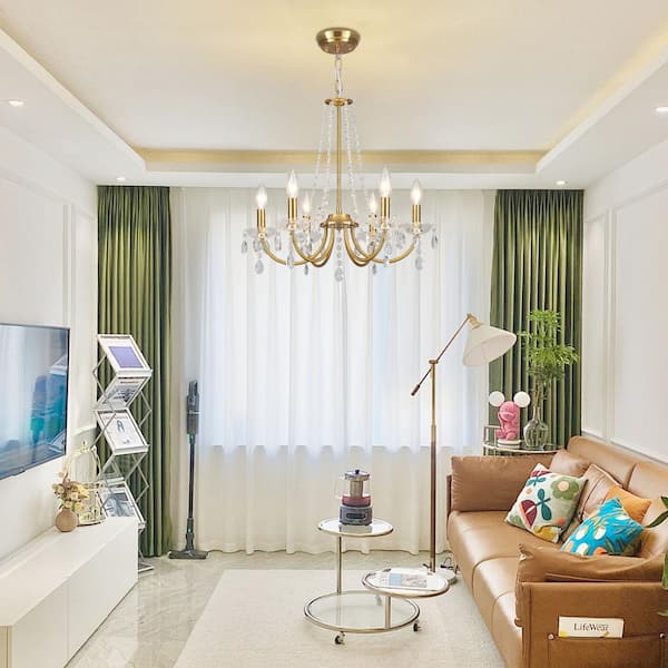 ZJVAIVE 6-Light Gold Traditional Candle Style Crystal Chandelier