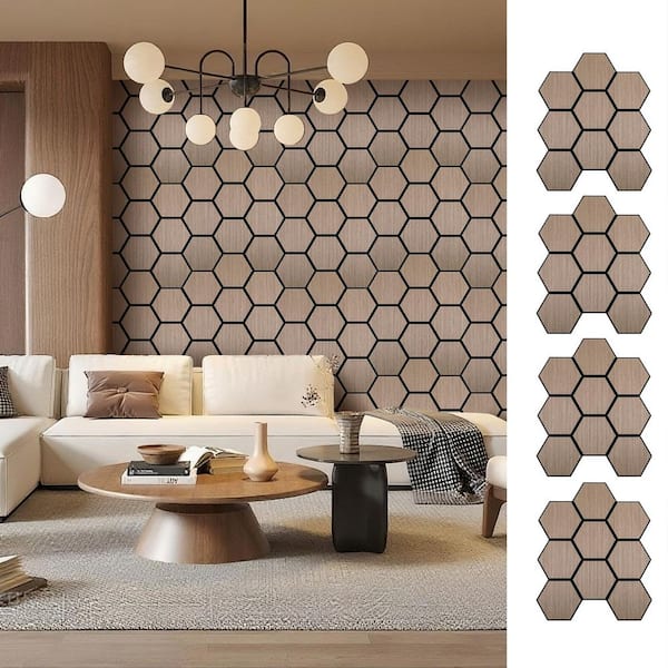 0.7 in. x 2 ft. x 2.5 ft. Walnut Wood Acoustic Panels, MDF Decorative Wall Paneling (4-Pack)