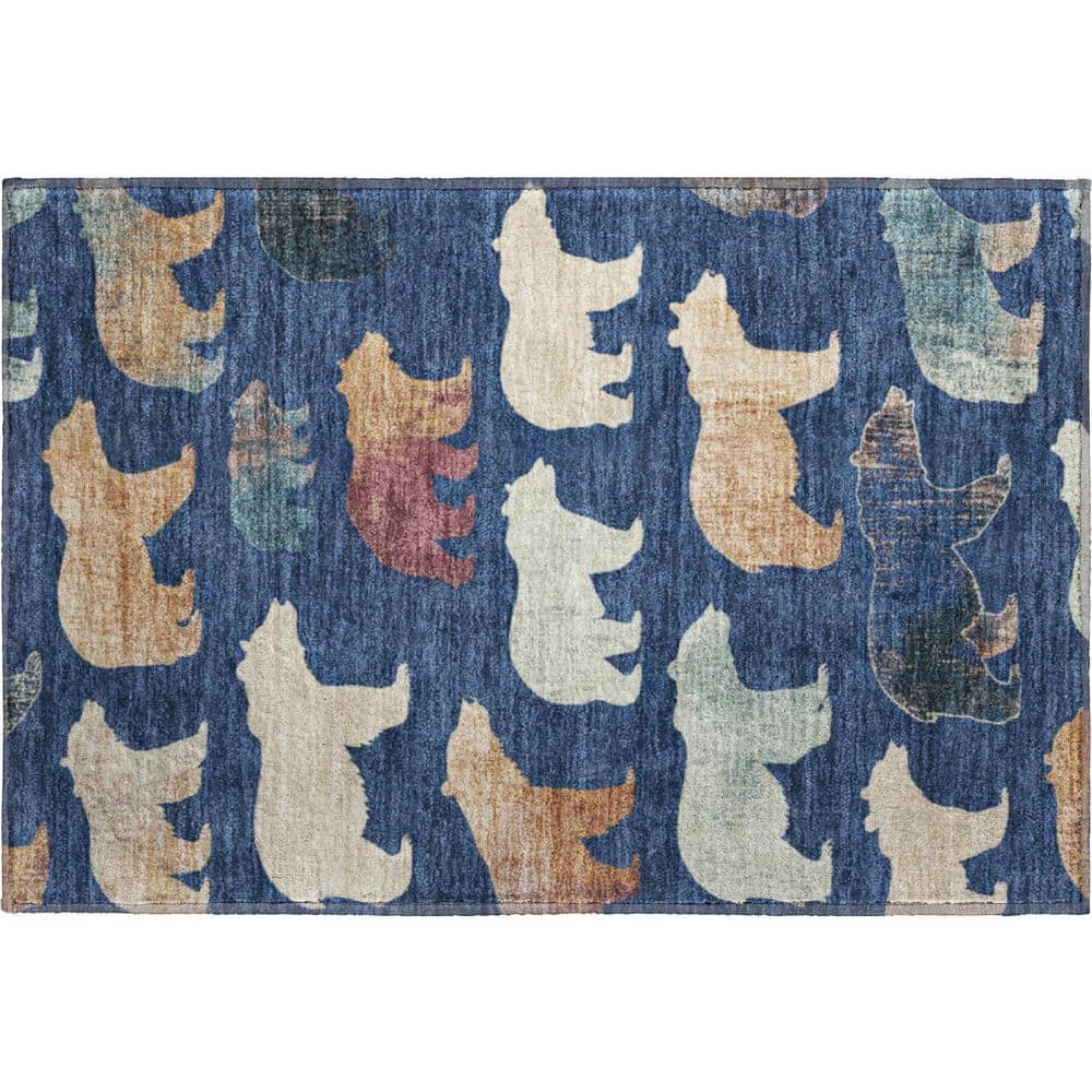Mayfield Premium Machine Washable Abstract AMF2338 Navy 2 ft. x 3 ft. Accent Rug price history on PriceWatchPro