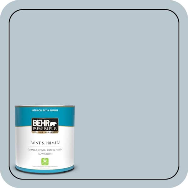 BEHR PREMIUM PLUS 1 qt. #560E-3 Silver Strand Satin Enamel Low Odor Interior Paint & Primer