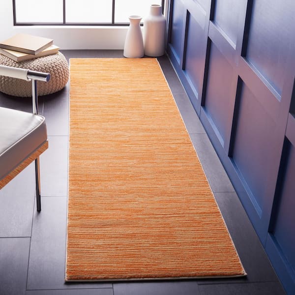 Vision 2 x 10 Orange Striated Runner Rug